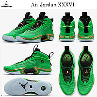 Зелёные Air Jordan 36 Celtics Green Gold Джордан XXXVI баскетбольные мужские кроссовки