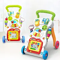 Каталка-ходунки HE0801  34-40-40 см, дошка для малювання, піаніно,  музика, світло, батарейки,  коро