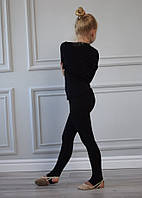 Лосины для гимнастики с вырезом под пятку чёрные | хлопок + эластан | Vlad&K