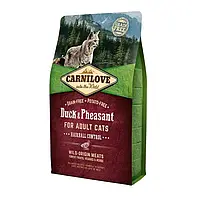 Сухой корм для выведения шерсти у кошек Carnilove Cat Duck & Pheasant - Hairball Controll 6 кг (утка и фазан)