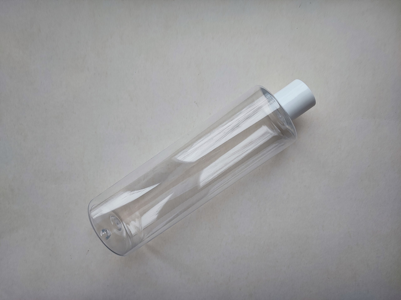 400 мл ПЕТ флакон Циліндр прозорий з кришкою білий диск-топ 24 мм, пластиковий, пластмасовий пляшка