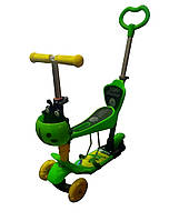 Самокат Best Scooter с родительской ручкой, зеленый