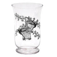 Скляна ваза/свічник із чорним малюнком 20см 527-G14