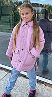 Куртка-рубашка розовая демисезонная для девочек 80-152 р 146-152