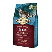 Сухой корм для кошек с чувствительным пищеварением Carnilove Cat Salmon - Sensitive & Long Hair 2 кг (лосось)