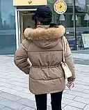 Куртка пуховик жіноча тепла зимова з капюшоном, фото 4