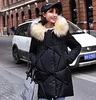 Пуховик пальто жіноча зимова куртка з капюшоном та хутром