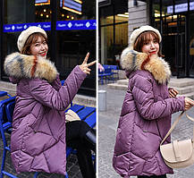 Пуховик пальто жіноча зимова куртка з капюшоном та хутром