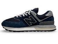 New Balance Classic Navy White мужские кроссовки синие с белым замша текстиль Нью Баланс Классик