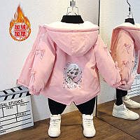 Детская тёплая демисезонная куртка-парка с Ельзой. Розовая курточка для девочки