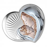 Срібна ікона Діва Марія з немовлям (10,5 x 9 см) Valentі 81295 2L COL