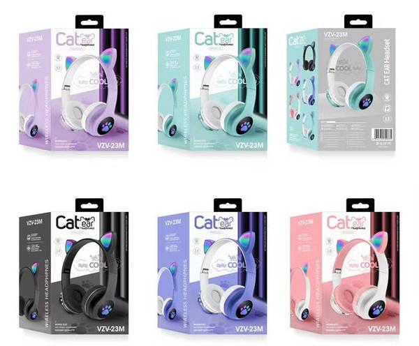 Бездротові Bluetooth-навушники з вушками Cat Ear VZV-23M/7805 з LED-підсвіткою (100 шт./ясть)