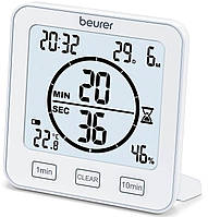 Beurer Термогігрометр, внутр. вимірювання, темп-ра, вологість, час, AAAx2, в комплекті, білий