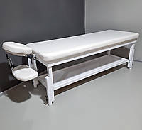 Стаціонарний дерев'яний масажний стіл для масажного СПА салону КР-9 White_ST