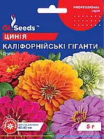 Цинія Каліфорнійські Гіганти різнокольорова суміш сортів придатних для зрізування, упаковка 5 г