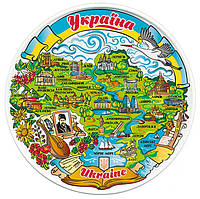 Декоративна тарілка Карта України (лазурне небо) 12 см Гранд Презент GP-UK-MT-074