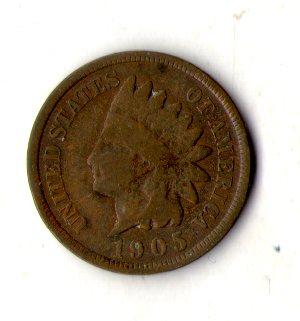 США 1 цент 1905 р. Indian Head Cent No368