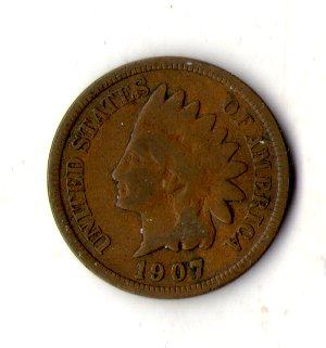 США 1 цент 1907 р. Indian Head Cent No365