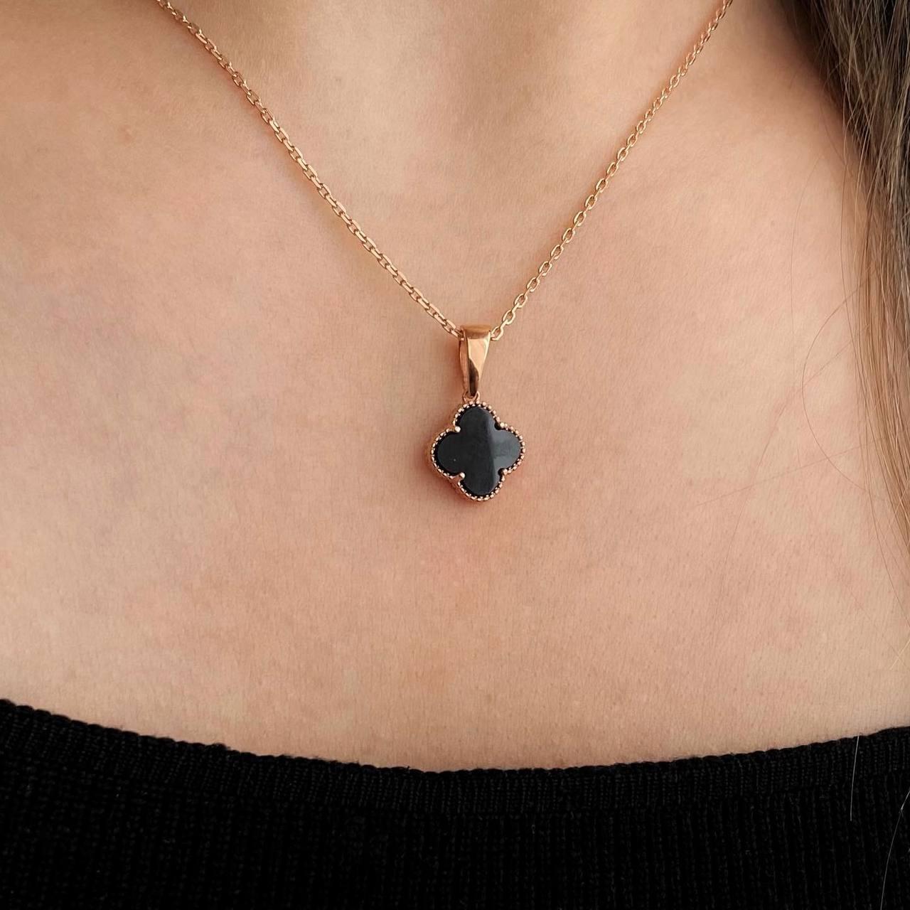 Срібний комплект в позолоті Конюшина Срібний набір Конюшина Ланцюжок Підвіска 11 мм