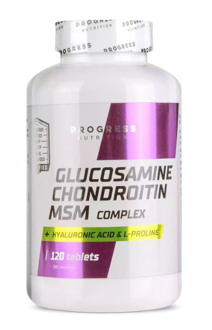 Хондропротектор Progress Nutrition Glucosamine Chondroitin MSM 120 таблеток, фото 1