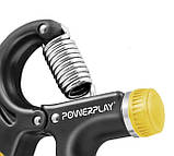 Еспандер кистьовий PowerPlay PP-4323 з регульованим навантаженням 10-40 кг. Strength Grip Чорно-жовтий, фото 4