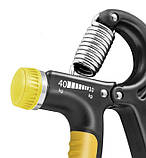 Еспандер кистьовий PowerPlay PP-4323 з регульованим навантаженням 10-40 кг. Strength Grip Чорно-жовтий, фото 5