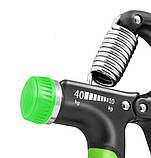 Еспандер кистьовий PowerPlay PP-4323 з регульованим навантаженням 10-40 кг. Strength Grip Чорно-зелений, фото 4