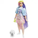 Лялька Барбі Екстра Модниця Мерехтливий образ Barbie Extra Doll in Shimmery Look with Pet Puppy, фото 2