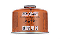 EL GAZ Баллон-картридж газовый ELG-300, бутан 230 г, для газовых горелок, с двухслойным клапаном, одноразовый