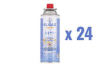 EL GAZ Баллон-картридж газовый LG-500, бутан 227г, цанговый, для газовых горелок и плит, одноразовый, 24шт в