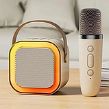 Караоке Світлодіодний бездротовий на 2 Мікрофони, аудіомікрофон дитяче караоке SPEAKER K12, фото 5
