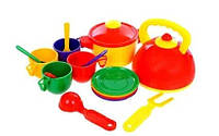 Дитячий ігровий набір посуду з чайником і каструлею 70316, 16 предметів (Разноцветный)