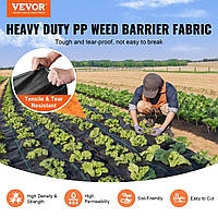 VEVOR Садовый флис для защиты от сорняков 1,2 x 15,2 м, прочный тканый материал из полипропилена для борьбы с