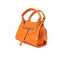 Сумка женская лаковая, вместительная стильная сумочка на молнии, Оранжевый "Wr"
