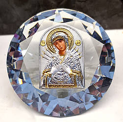 Семистрельная Божья Матерь серебряная на кристале