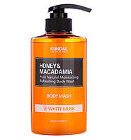 Питательный ароматический гель для душа Honey & Macadamia Body White Musk Kundal 500 мл