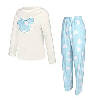 Женская пижама домашний костюм Lesko Mickey Mouse M White + Blue (10445-55375)