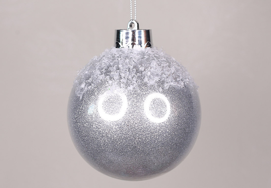 Ялинкова куля 10см з дрібним гліттером усередині, колір - срібло ТОВАР ВІД ВИРОБНИКА