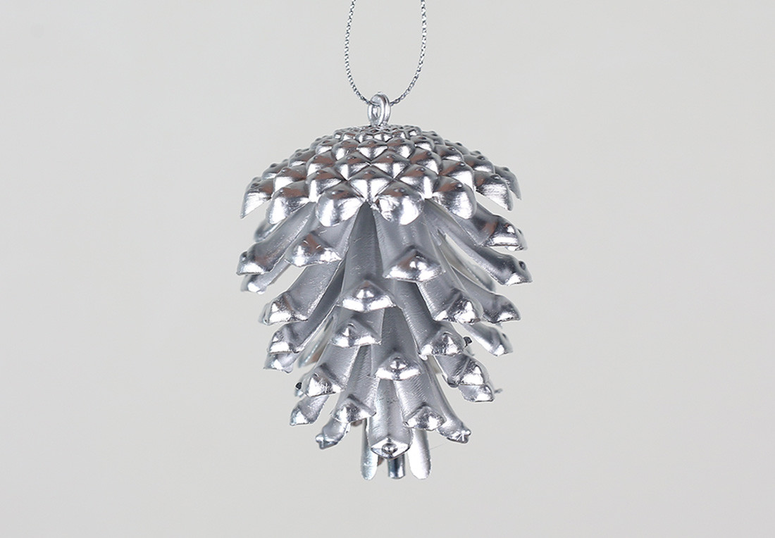 Ялинкова прикраса Шишка 8см, колір-срібло ТОВАР ВІД ВИРОБНИКА