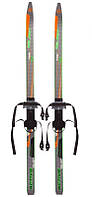 Лыжи беговые детские в комплекте с палками Zelart SK-0881-90B Черный-салатовый-оранжевый