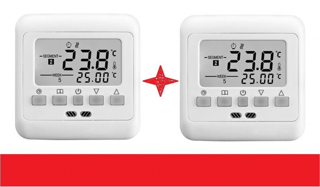 TERMO+ A008 30A LED термостат на теплый пол 6000вт 2 датчика воздух+пол. 2 ШТУКИ, программируемый - фото 1 - id-p377484061