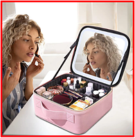 Кейс органайзер для косметики с лед зеркалом и подсветкой косметичка 2000 мА аккумуляторная шкатулка сумка