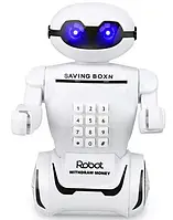 Детская сейф копилка робот электронная Universal со светильником с кодовым замком Robot Piggy Bank белый