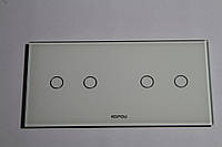 4 линии кнопки Сенсорный выключатель <Kopou оригинал> стеклянная панель белый закаленное для ванной кухни