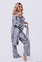 Женская пижама, халат+майка+штаны Муар 50-52; 54-56; 58-60 (5цв) "LELIK" от производителя Графит, 50/52