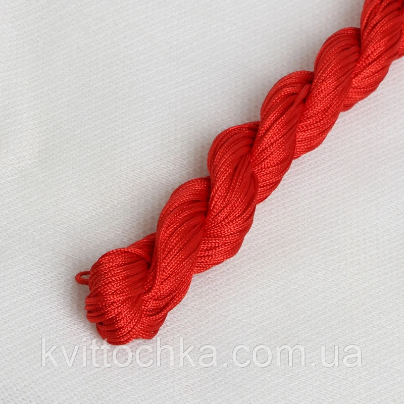 Шнур капроновий для плетіння шамбали - червоний 1,2 мм