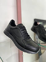 Мужские кроссовки из натуральной кожи черного цвета Украина 40-45р.