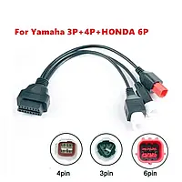 Универсальный переходник OBD для YAMAHA 3 + 4pin + Honda 6 pin, переходник OBDII 16Pin для диагностики 3 в1