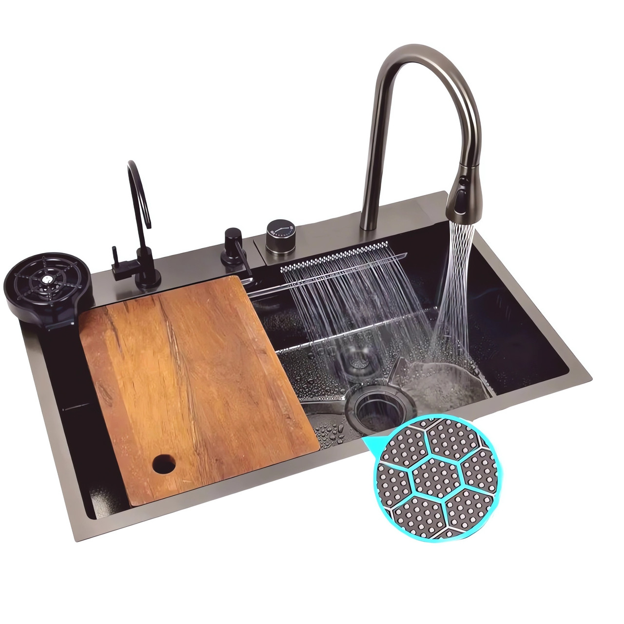 (Кухонна раковина водоспад Willda, кухонна мийка водоспад темно-сіра 75х46х22) (229090621), фото 1