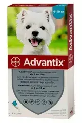 Адвантікс (Advantix) краплі від бліх та кліщів для собак вагою 4-10 кг, 1 мл, 4 піпетки
